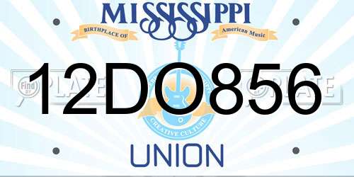 12DO856 Mississippi License Plate
