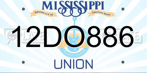 12DO886 Mississippi License Plate