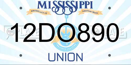 12DO890 Mississippi License Plate