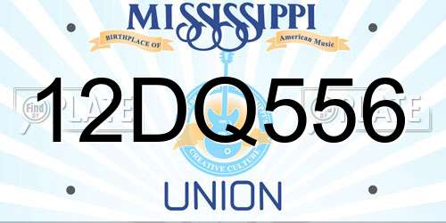 12DQ556 Mississippi License Plate