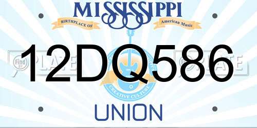 12DQ586 Mississippi License Plate