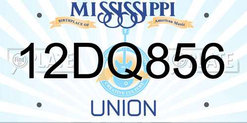 12DQ856 Mississippi License Plate