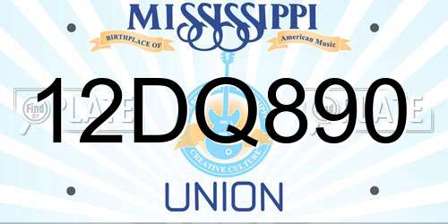 12DQ890 Mississippi License Plate