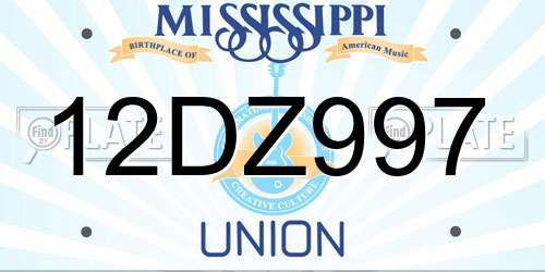 12DZ997 Mississippi License Plate