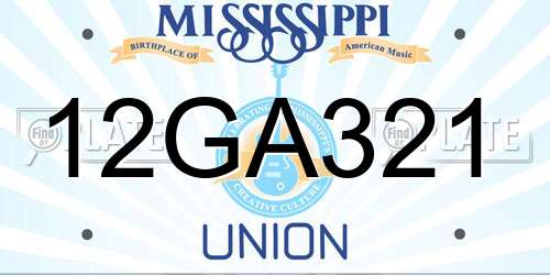 12GA321 Mississippi License Plate