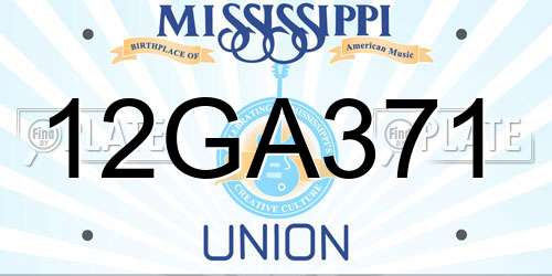 12GA371 Mississippi License Plate