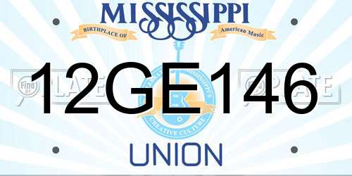 12GE146 Mississippi License Plate