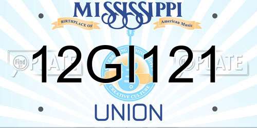 12GI121 Mississippi License Plate
