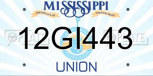 12GI443 Mississippi License Plate