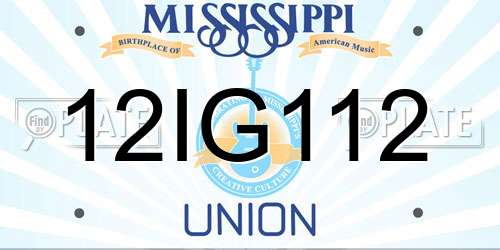 12IG112 Mississippi License Plate