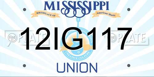 12IG117 Mississippi License Plate