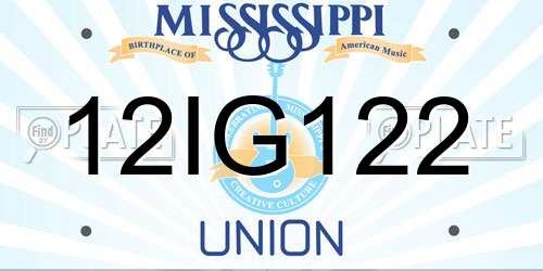 12IG122 Mississippi License Plate
