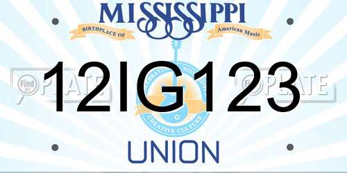 12IG123 Mississippi License Plate