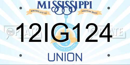 12IG124 Mississippi License Plate