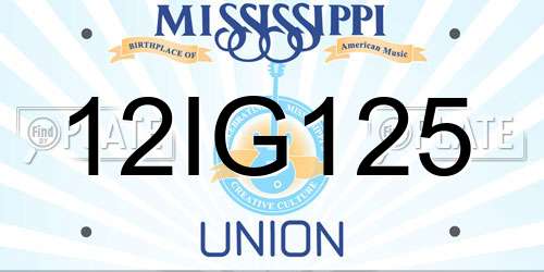 12IG125 Mississippi License Plate