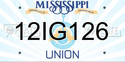 12IG126 Mississippi License Plate