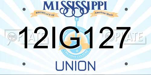 12IG127 Mississippi License Plate