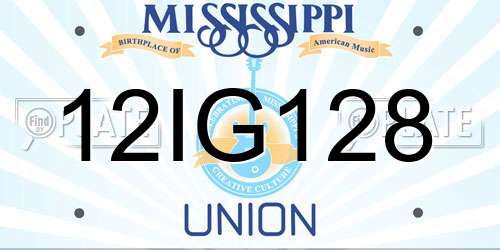 12IG128 Mississippi License Plate