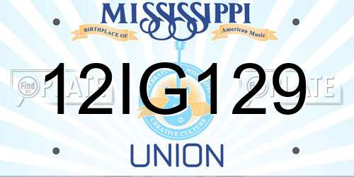 12IG129 Mississippi License Plate