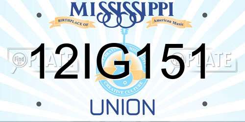12IG151 Mississippi License Plate