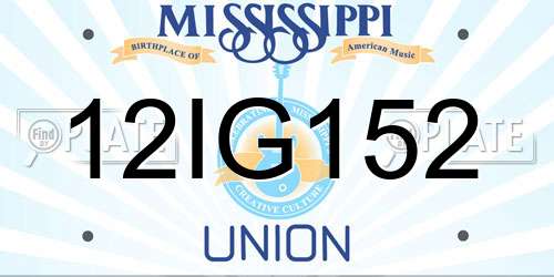 12IG152 Mississippi License Plate