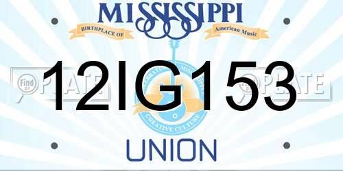 12IG153 Mississippi License Plate