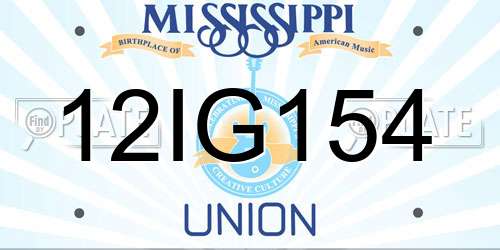 12IG154 Mississippi License Plate