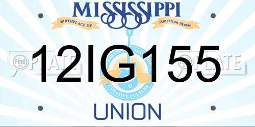 12IG155 Mississippi License Plate