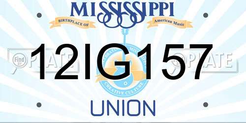 12IG157 Mississippi License Plate