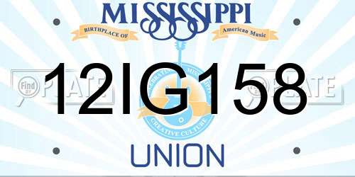 12IG158 Mississippi License Plate