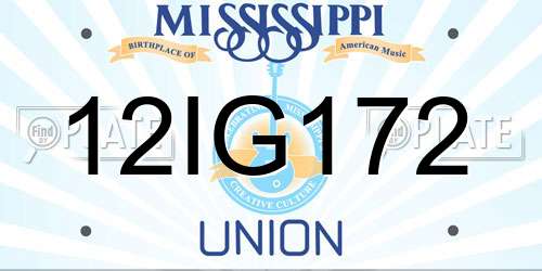 12IG172 Mississippi License Plate