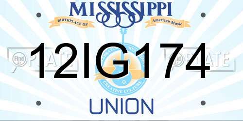 12IG174 Mississippi License Plate