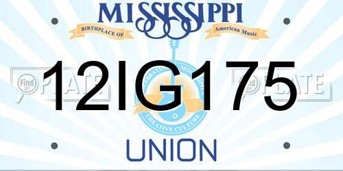 12IG175 Mississippi License Plate