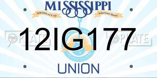 12IG177 Mississippi License Plate