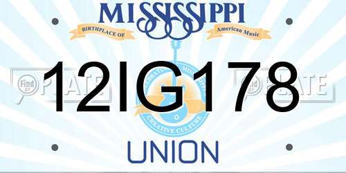 12IG178 Mississippi License Plate