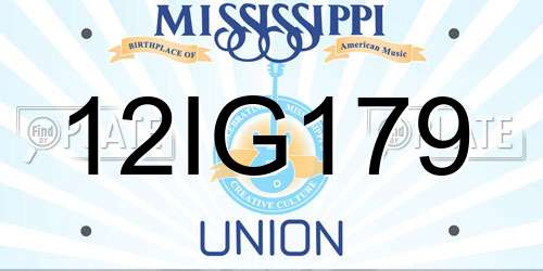 12IG179 Mississippi License Plate
