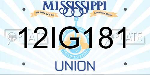 12IG181 Mississippi License Plate