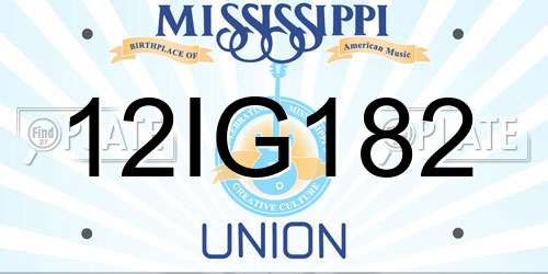 12IG182 Mississippi License Plate