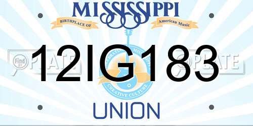 12IG183 Mississippi License Plate