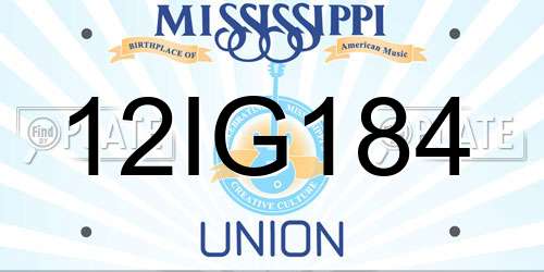 12IG184 Mississippi License Plate