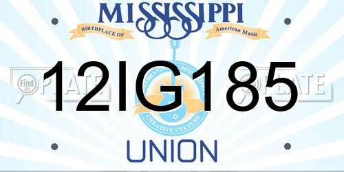 12IG185 Mississippi License Plate