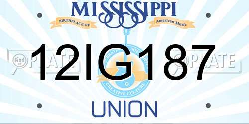 12IG187 Mississippi License Plate
