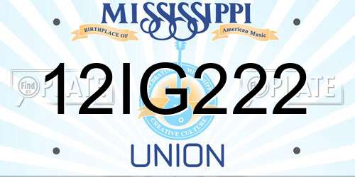 12IG222 Mississippi License Plate