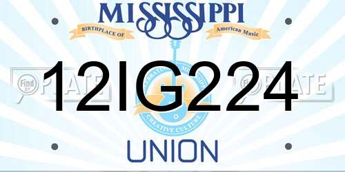 12IG224 Mississippi License Plate