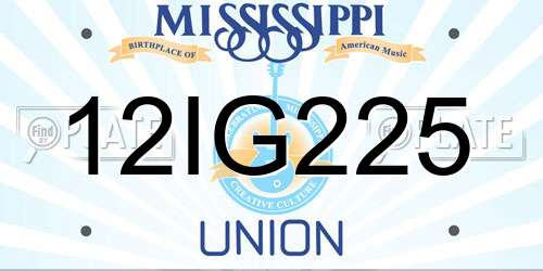 12IG225 Mississippi License Plate