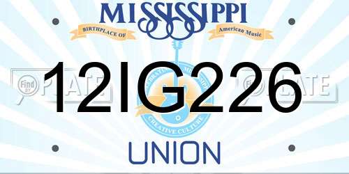 12IG226 Mississippi License Plate