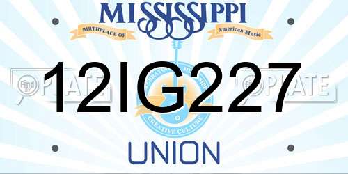 12IG227 Mississippi License Plate