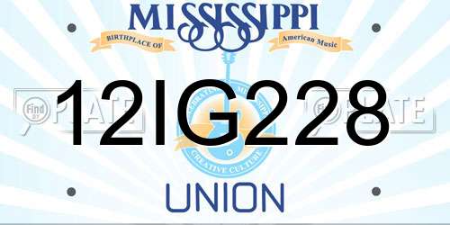 12IG228 Mississippi License Plate