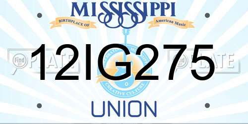 12IG275 Mississippi License Plate