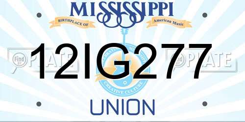 12IG277 Mississippi License Plate